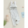 thumbnail image 3 of Bslissey Toddler Baby Hooded Jumpsuit 6M 12M 18M 24M 3T Sleeveless Zipper Front Pocket Bunny Ear Hoodies Rompers Infant Solid Color Casual Bodysuit Easter Clothes, 3 of 9