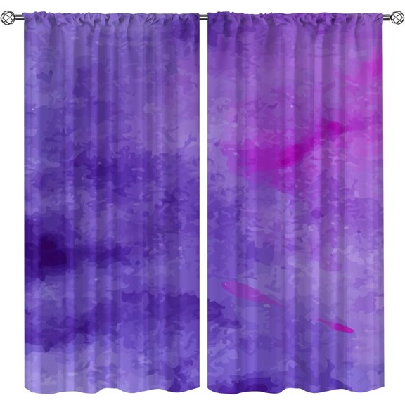 Purple Marble Texture Extra Wide Curtains/Drapes, Geometry Striped Ombre Elegant Blackout Rod Pocket Curtains, Luxury Room Decor Curtains for Bedroom Living Room Kitchen Dining Room-W42xL63in