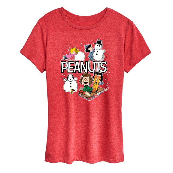 Peanuts - Winter Stickers - Women's Short Sleeve Graphic T-Shirt