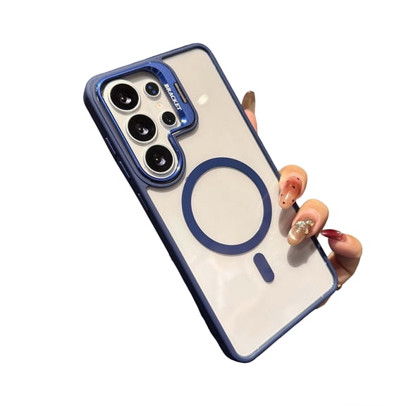 Allytechgroup Clear Case for Samsung Galaxy S26 Plus 6.7" 2026, with Camera Lens Kickstand Compatible with Magsafe Anti-Scratch Shockproof Bumper Rugged Phone Cover for Women Men, Darkblue