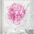 thumbnail image 1 of Pink Tapestry, It's a Girl Brushstroke Birth New Family Member Themed Print, Fabric Wall Hanging Decor for Bedroom Living Room Dorm, 5 Sizes, White Pink, by Ambesonne, 1 of 1