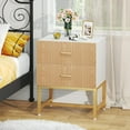 thumbnail image 3 of Finmind Striped 2-Drawer Nightstand: Modern End Table & Bedroom Organizer, Wood & White, 3 of 7