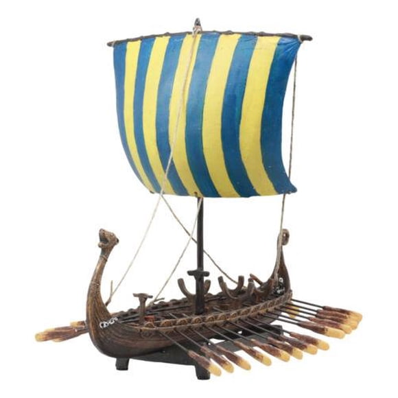 Ebros Scandinavian Viking Norseman Dragon Longship Model Statue With Base Stand War Vessel Battle Ship Prototype Sculpture Figurine