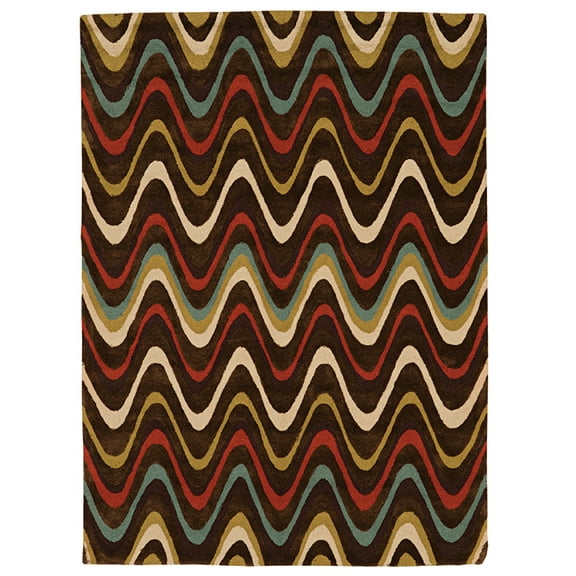 Trio Mouzi Brown Area Rug 5x7 Transitional Contemporary Design Indoor Use