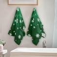 thumbnail image 4 of Snowflake Pattern Hand Towels, Green Christmas Kitchen Towel Ultra Soft and Absorbent,Decorative Fingertip Face Towel for Bathroom Hotel, 2 PCS, 28.3"x 14.4", 4 of 6