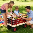 thumbnail image 4 of Wooden Pull Wagon with Removable Side Rails – Heavy Duty All-Terrain Garden Cart, Portable Outdoor Toy Wagon for Beach, Camping, Backyard Play, 4 of 7