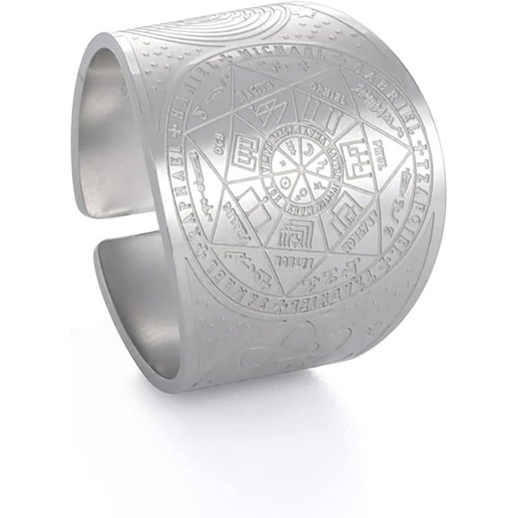 Stainless Steel Adjustable Solomon Seal Signet Ring For Men And Women - Seals Of The Seven Archangels
