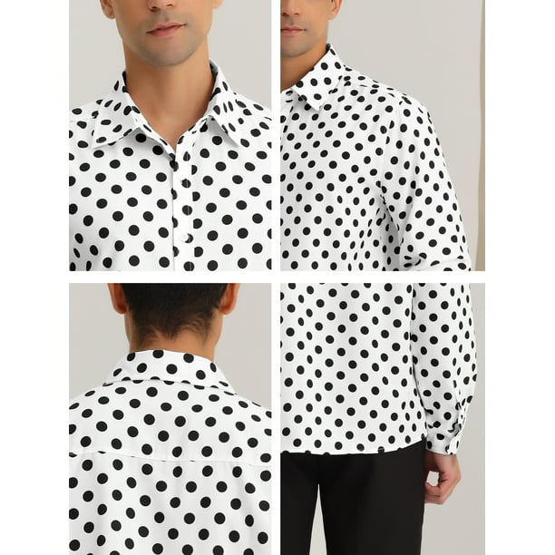 Camisa Casual Camisa Blanca Con Lunares Hombre Camisa De Vestir De Manga  Larga Casual Para Hombre Con Estampado De Lunares INSPIRE CHIC L Blanca