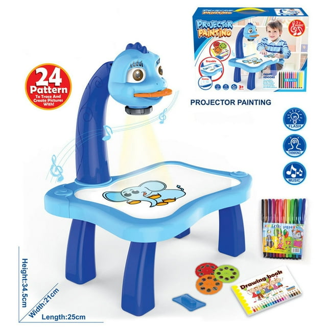 Child Smart Projector Desk With Light & Music Learning Painting Machine Toy 5ML