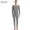 thumbnail image 2 of Conjunto de ropa interior térmica para hombre, calzoncillos largos con forro polar suave, capa base superior e inferior cálidas para el invierno, gris, 2 of 6