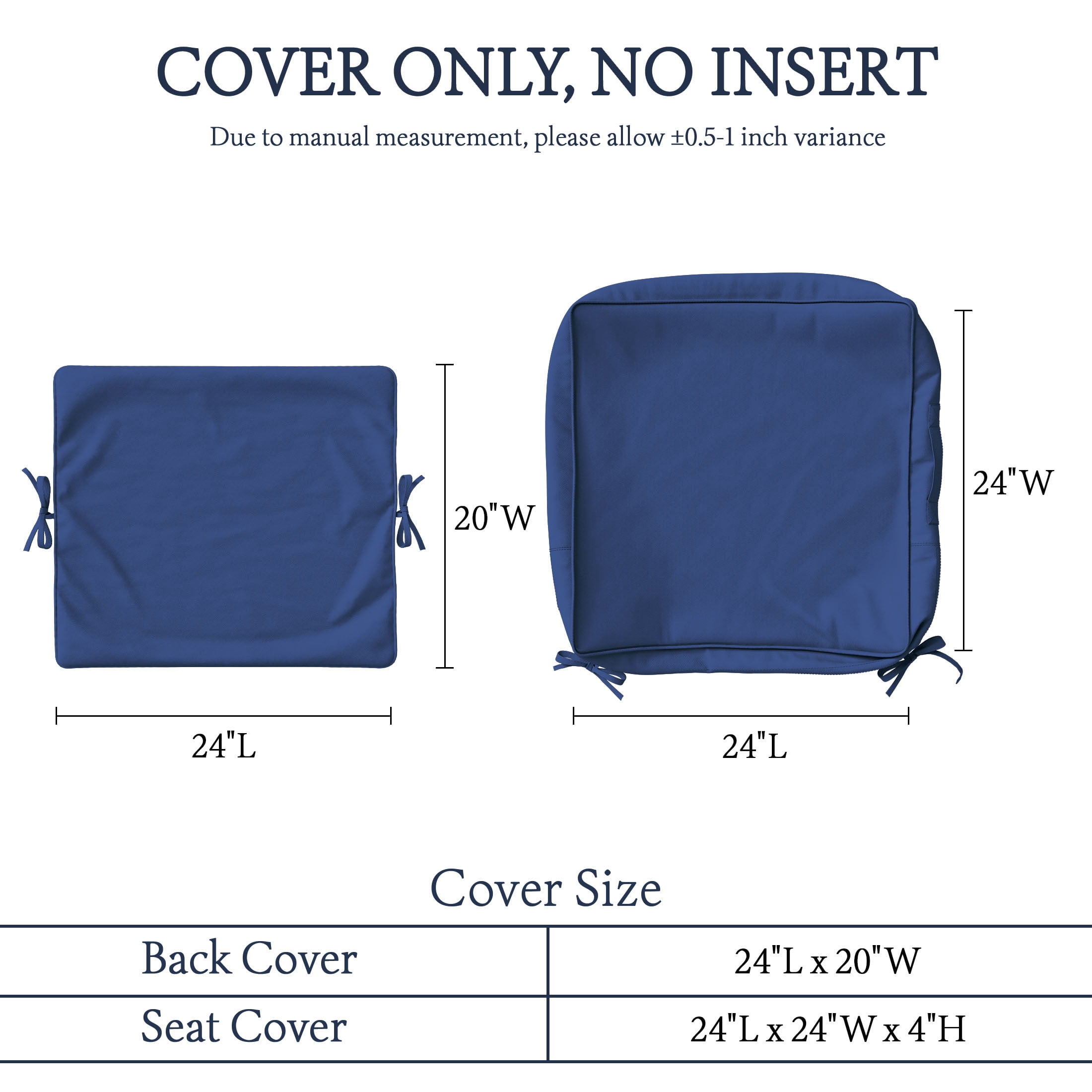 Pakunoda 24" X 24" Outdoor Deep Seat Cushion Replacement Slipcovers, 6 Set of Waterproof Patio Furniture Cushion Covers, Outdoor Cushion Covers with Zipper for Patio Furniture, Blue