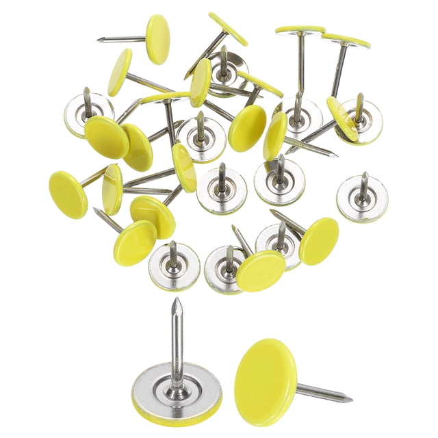 Lot de 30 Goupilles, 11mmx15mm Tête Plate Ronde Décorative, Jaune Clair