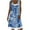 Blue, variant on Lolmot Women Fashion Casual Floral Printing Buttons Loose Fake Two-Piece Denim Dress O Neck Sleeveless Dresses with Pocket