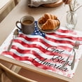 thumbnail image 3 of American Flag Placemats Set of 4 Red Blue Watercolor USA Flag Place Mats Indoor Wipeable Table Mats Washable Cloth Dining Table Placemats for Kitchen Holiday Party Home Decor 13x19 Inch, 3 of 9