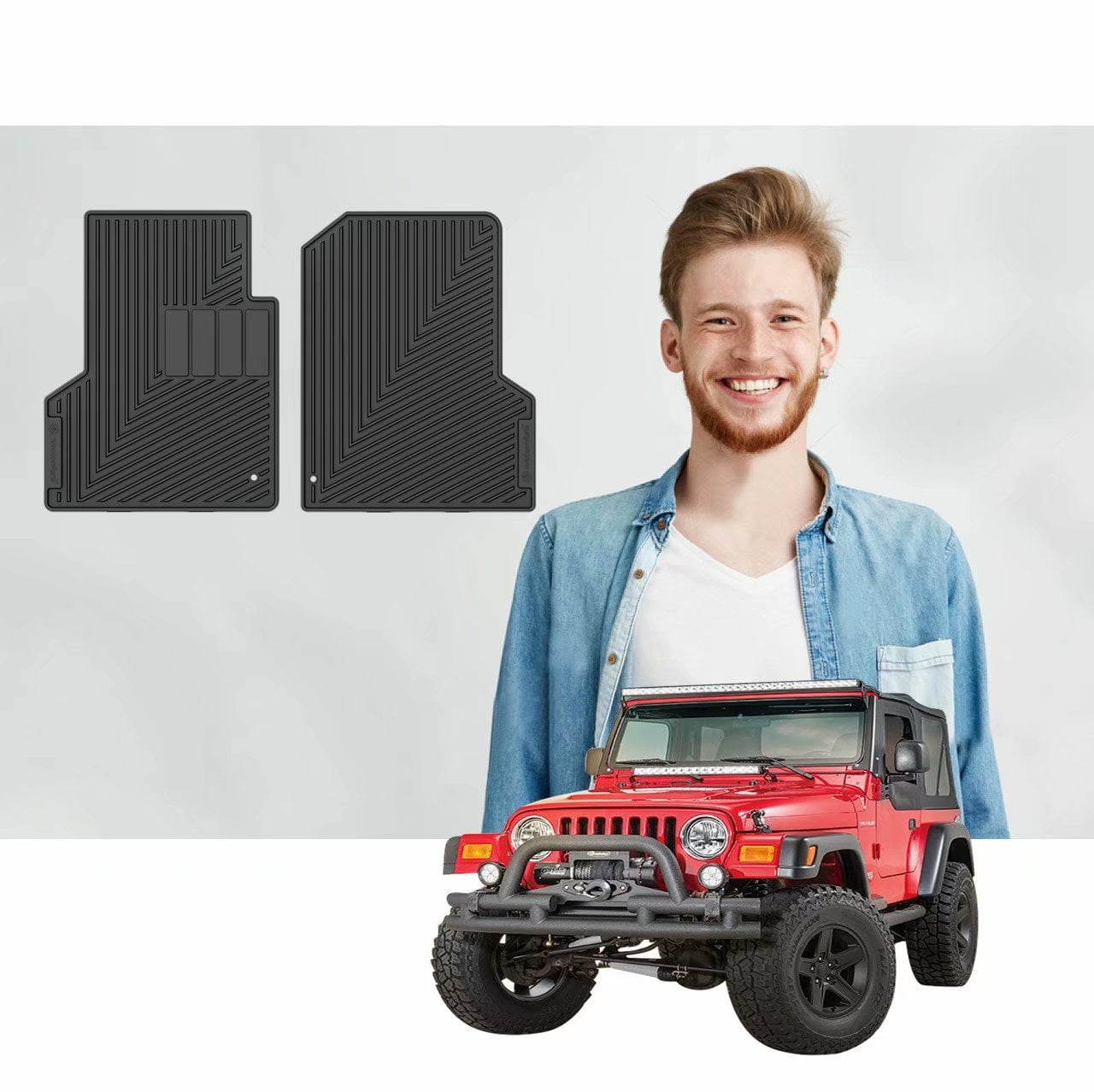 Road Comforts Custom Fit Jeep Wrangler 1996-2006 Car Floor Mats - Protect  Floor from Mud, Snow, Slush & Water - Front Row Only (2pcs) (Black) -  
