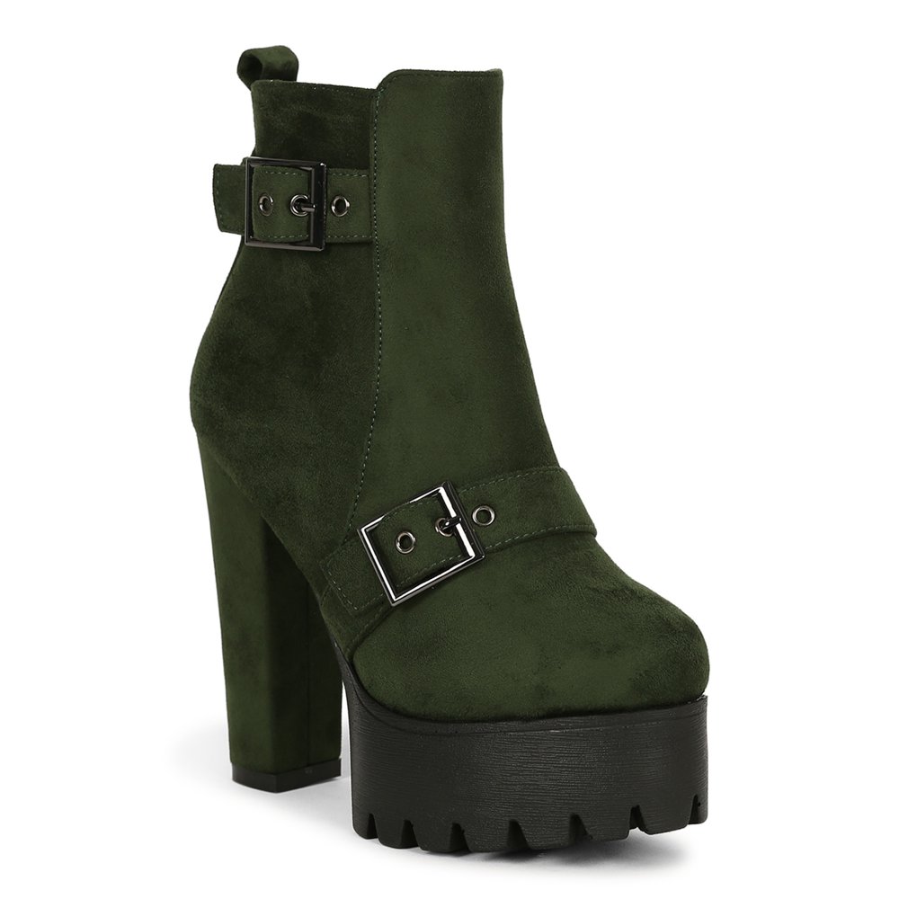 platform suede lug sole booties