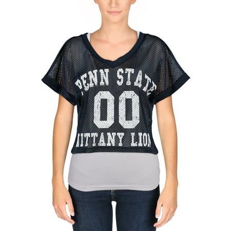 Lions Mesh - Penn State Nittany Lions chicka-d Women's Mesh Field Jersey Crop Top - Navy
