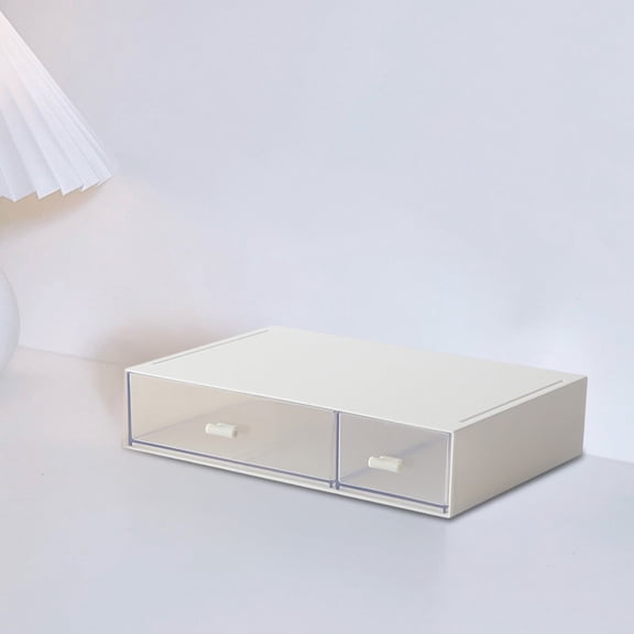 Violete Desktop Plastic Storage Box, White 9 x 6.5 x 2 in, Transparent Drawer Organizer for Cosmetics, Stationery, Stackable Desk and Dorm Compartment Sorting Box