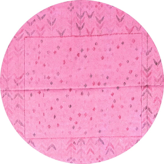 Ahgly Company Indoor Round Abstract Purple Modern Area Rugs, 3' Round
