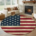 thumbnail image 2 of Vintage American Flag Large Area Rugs for Bedroom Living Room, Soft Non Slip Carpet Bedside Rug, Shabby US Star Strips Flag Round Floor Cover Kitchen Accent Rug 8' for Dining Room/Office, 2 of 9
