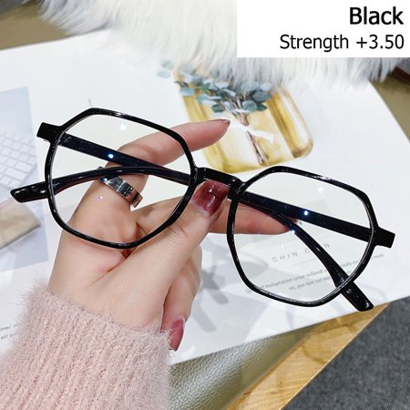 Women Men Far Sight Glasses Portable PC Frame Reading Glasses Anti-UV Blue Rays Glasses Presbyopic Eyewear Computer Goggles BLACK STRENGTH +3.50