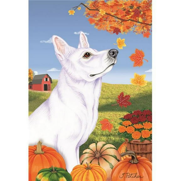 Best of Breed TP671951 German Shepherd White Autumn Leaves Garden Flag