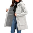thumbnail image 2 of Yigetop Womens Rain Jackets Waterproof with Hood, Rain Jacket Women Long Plush Raincoat Hooded Windbreaker Outdoor Trench Coat Rain Coats for Women Waterproof White 2XL, 2 of 8