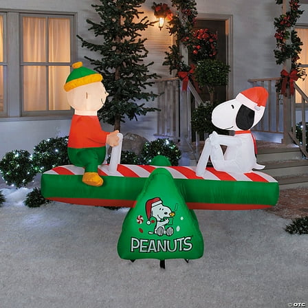 5.5' Gemmy Airblown Inflatable Animated Christmas Snoopy and Charlie Brown Teeter Totter