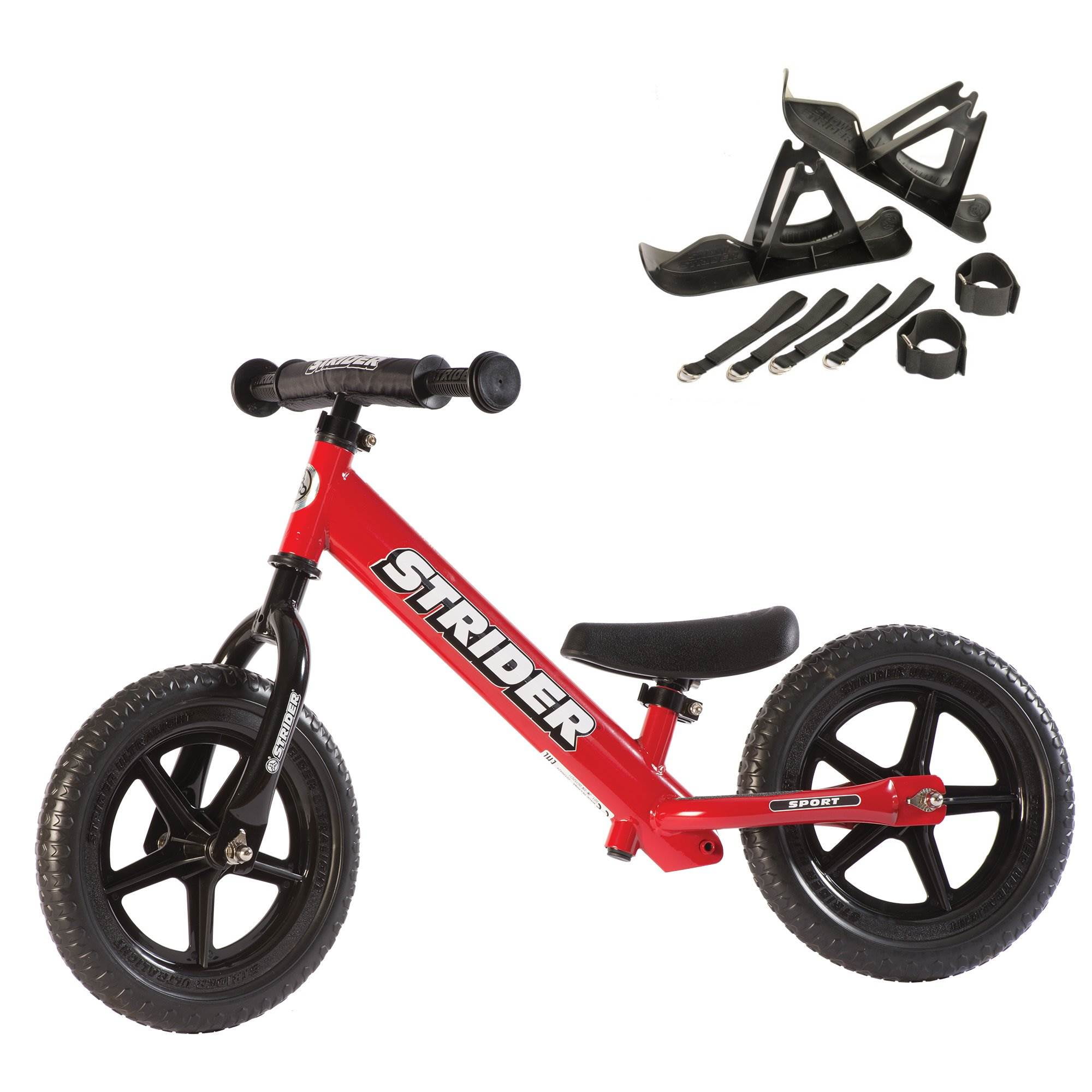 Strider 12 Sport Toddler Kids No Pedal Adjustable Balance Bike, Red