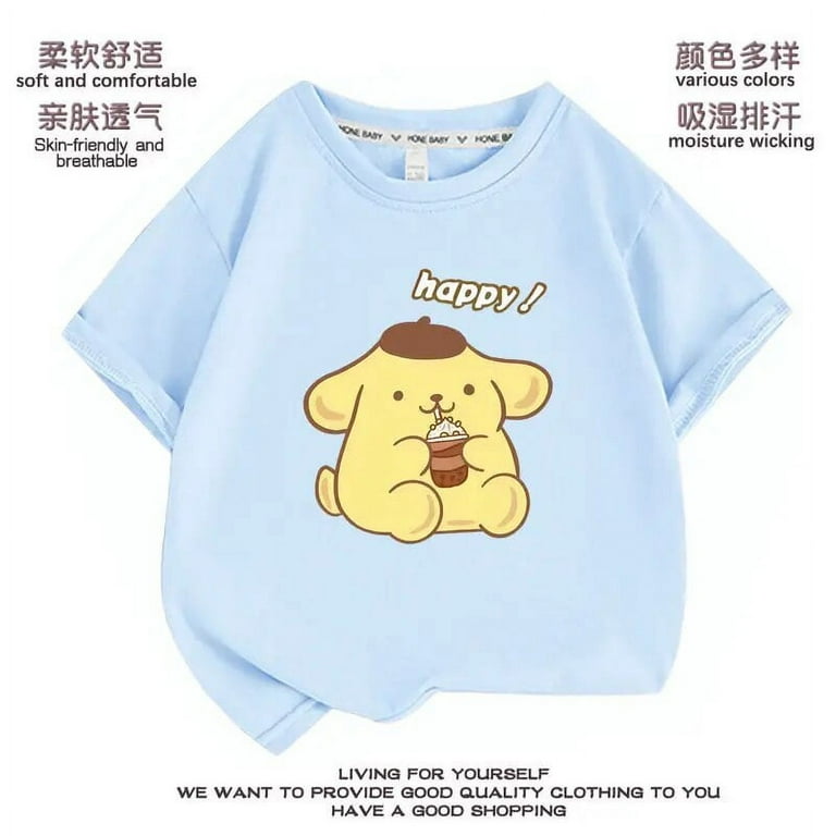 ★WAIKEI★ Bubble Pompompurin Graphic Short Sleeve T-shirt B 2024 Sanrio Cute Pompompurin Girls T-Shirt Kawaii Anime