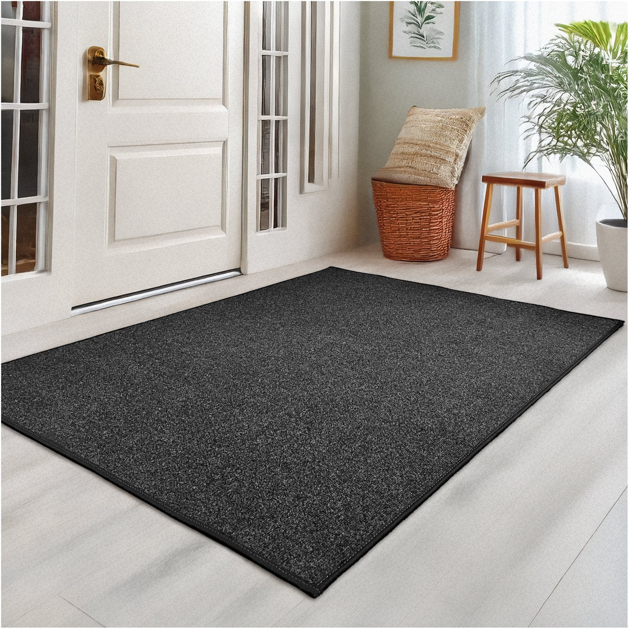 7'x8' Indoor - Outdoor Area Rugs and Runners Constructed with Superior PET Fiber Made from 100% Purified Recycled Bottles (Color: Black Ice)