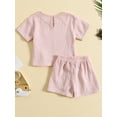 thumbnail image 3 of Bagilaanoe 2pcs Toddler Baby Boy Girl Short Pants Set Short Sleeve T Shirt Tops + Shorts 6M 12M 18M 24M 3T Kids Casual Summer Outfits, 3 of 9