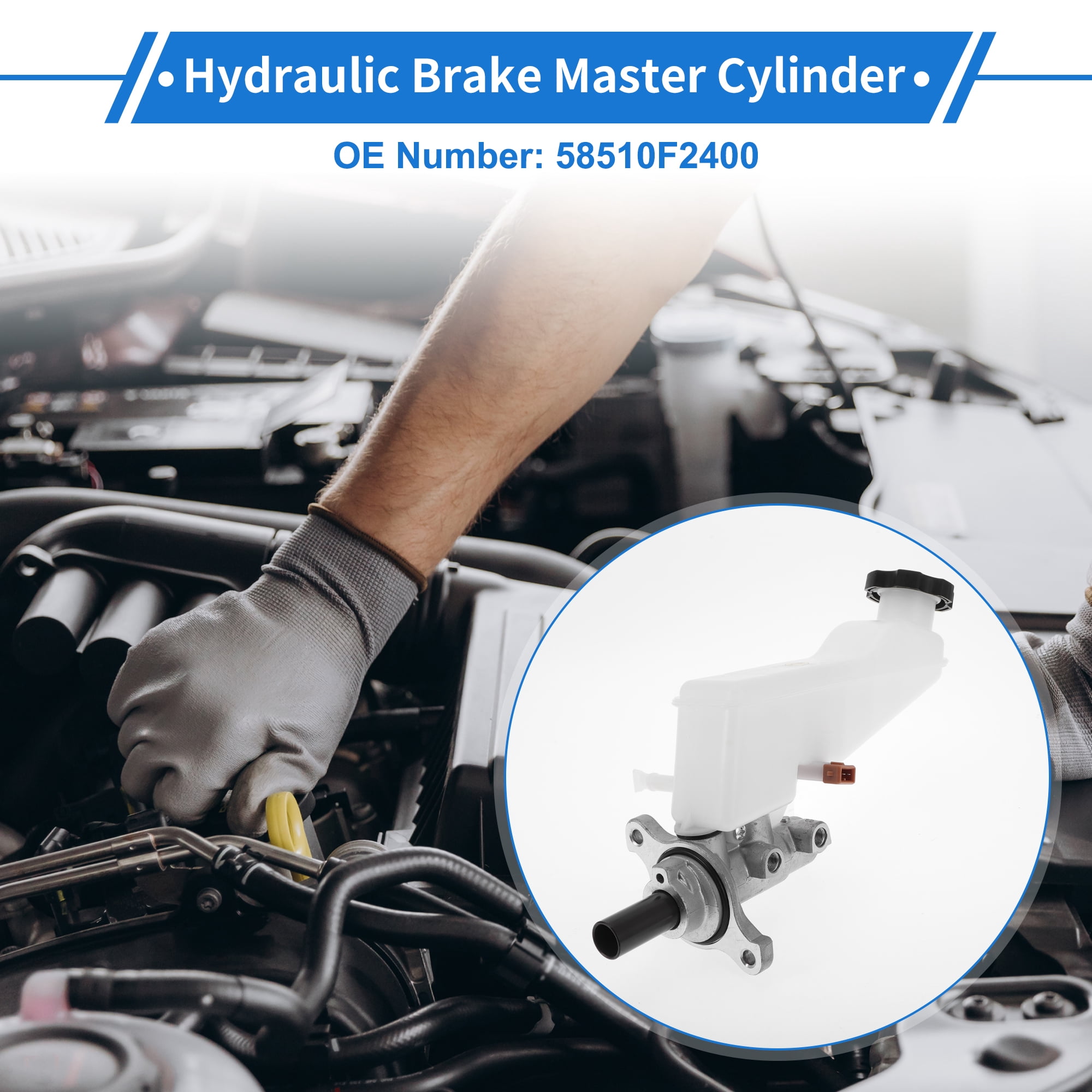 Unique Bargains 1 Pcs Brake Master Cylinder for Hyundai Elantra 2017-2019 Durable Aluminum Alloy,Plastic Engine Compartment Hydraulic Master Cylinder with Reservoir