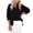 Black, variant on Women's Solid Color V-Neck Long Sleeve Blouse Button Down Crinkled Gauze Top Casual Boho High Low Hem Shirt for Summer Fall Daily Wear