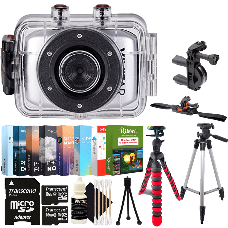 Air Navitech 60-in-1 Action Camera Accessories Combo Kit with EVA Case Compatible with The Vivitar DVR 936HD LifeCam Air Vivitar DVR798HD LifeCam