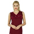 thumbnail image 5 of Bimba Women Maroon A-Line Maxi Dress Sleeveless Casual Boho Chic Clothing, 5 of 6