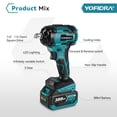 thumbnail image 3 of Yofidra Cordless Impact Wrench 1/2", Powerful Brushless Motor Impact Gu with 3-Mode Speed, Max Torque 580 ft-lbs (800N.m), Power Impact drill tool set w/ 2PCS Batteries, 4 Sockets for Home Car Truck, 3 of 12