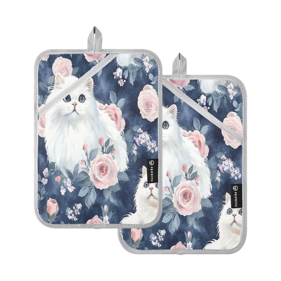 BZSMCE Pot Holder Oven Mitts Cooking Baking Floral Felines Creative Pattern Size:7x9.8in