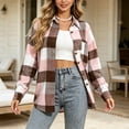 thumbnail image 3 of gbyLJF Women's Plaid Flannel Shirt Jackets Plaid Button Down Long Sleeve Cardigan Loose Fit Fall Collared Shirts, 3 of 7