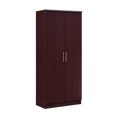 thumbnail image 1 of Hodedah Armoire de Chambre 2 Portes avec Étagères Ajustables, Mahogany, 1 of 6