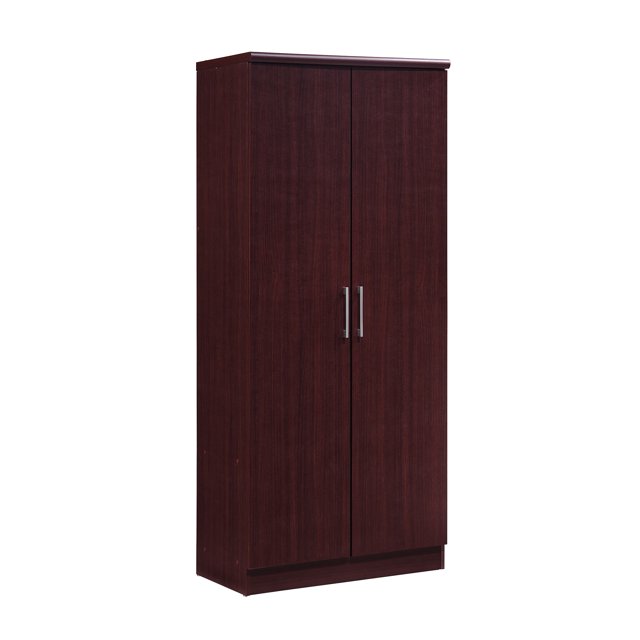 Hodedah Armoire de Chambre 2 Portes avec Étagères Ajustables, Mahogany