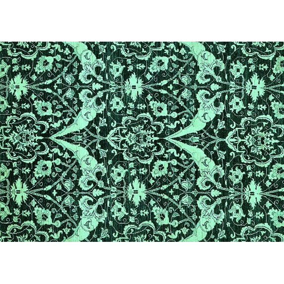 Ahgly Company Indoor Rectangle Abstract Turquoise Blue Modern Area Rugs, 2' x 5'