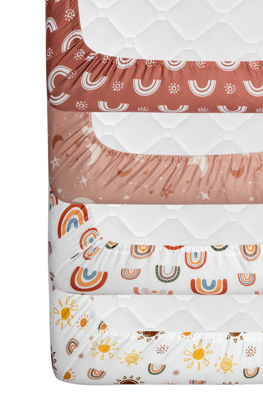 4 Pack Boho Crib Sheets Nursery Sheets Neutral Unisex Fitted Baby Standard Crib Sheets