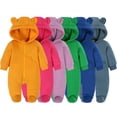 thumbnail image 3 of KYAIGUO Infant Baby Boys Girls Zipper Hooded Jumpsuit Romper Long Sleeve Onesie Outfit 0-24M Fall Winter Warm Fleece Bodysuit, 3 of 8