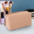 thumbnail image 6 of Striped Makeup Bag, Cosmetic Bag, Stylish Striped Daily Makeup Pouch for Travel and Organization, Lightweight Compact Grooming Bag with Ample Space for Toiletries and Cosmetics, Versatile Accessory, 6 of 9