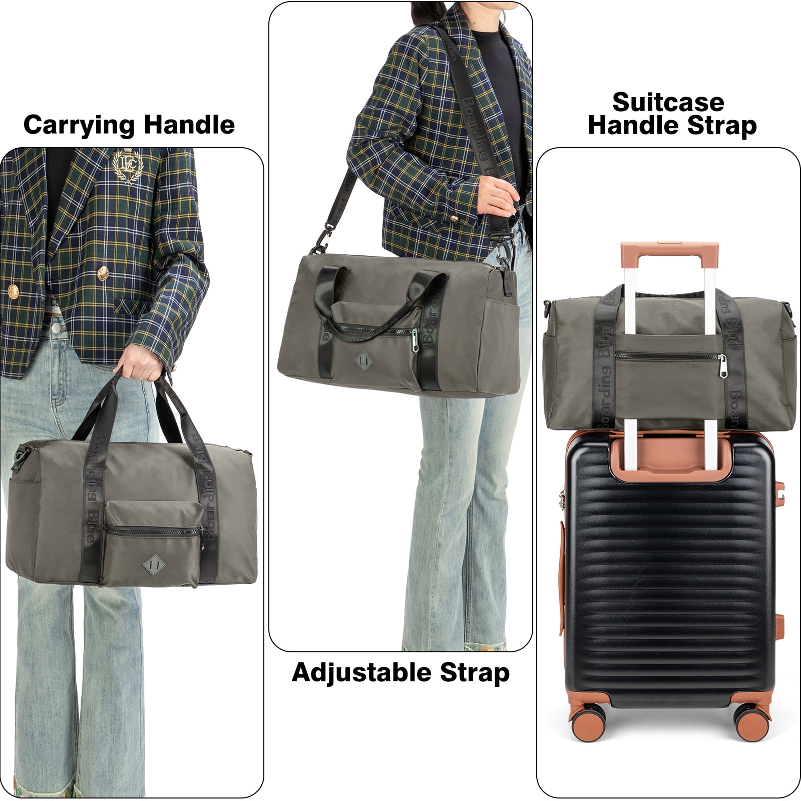 For United Airline 17x10x9 Inches Personal Item Underseat Travel duffle bag, ports Tote Gym Bag,Shoulder Weekender Overnight Bag (Grey)
