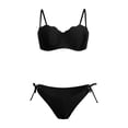 thumbnail image 4 of XIYON Womens Bikini Sets High Slit Swimsuit With Side Zipper And Tied Detail Bikini Two Piece Bathing Ladies Swimwear Comfortable, 4 of 5