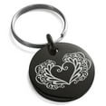 thumbnail image 1 of Stainless Steel Floral Filigree Heart Engraved Small Medallion Circle Charm Keychain Keyring, 1 of 1