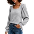 thumbnail image 3 of Women Long Sleeve Puff Sleeve Tops Square Neck Tank Tops Oversized Shirts Flowy Tops Layering Tops Casual Top Comfy Clothes Vacation Outfits Thin Shirts Fall Outfits Workout Tops, 3 of 4
