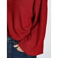 thumbnail image 6 of SSLR Oversized Sweaters for Women Turtleneck Sweater Drop Shoulder Knit Long Lantern Sleeve Pullover Sweater, 6 of 8